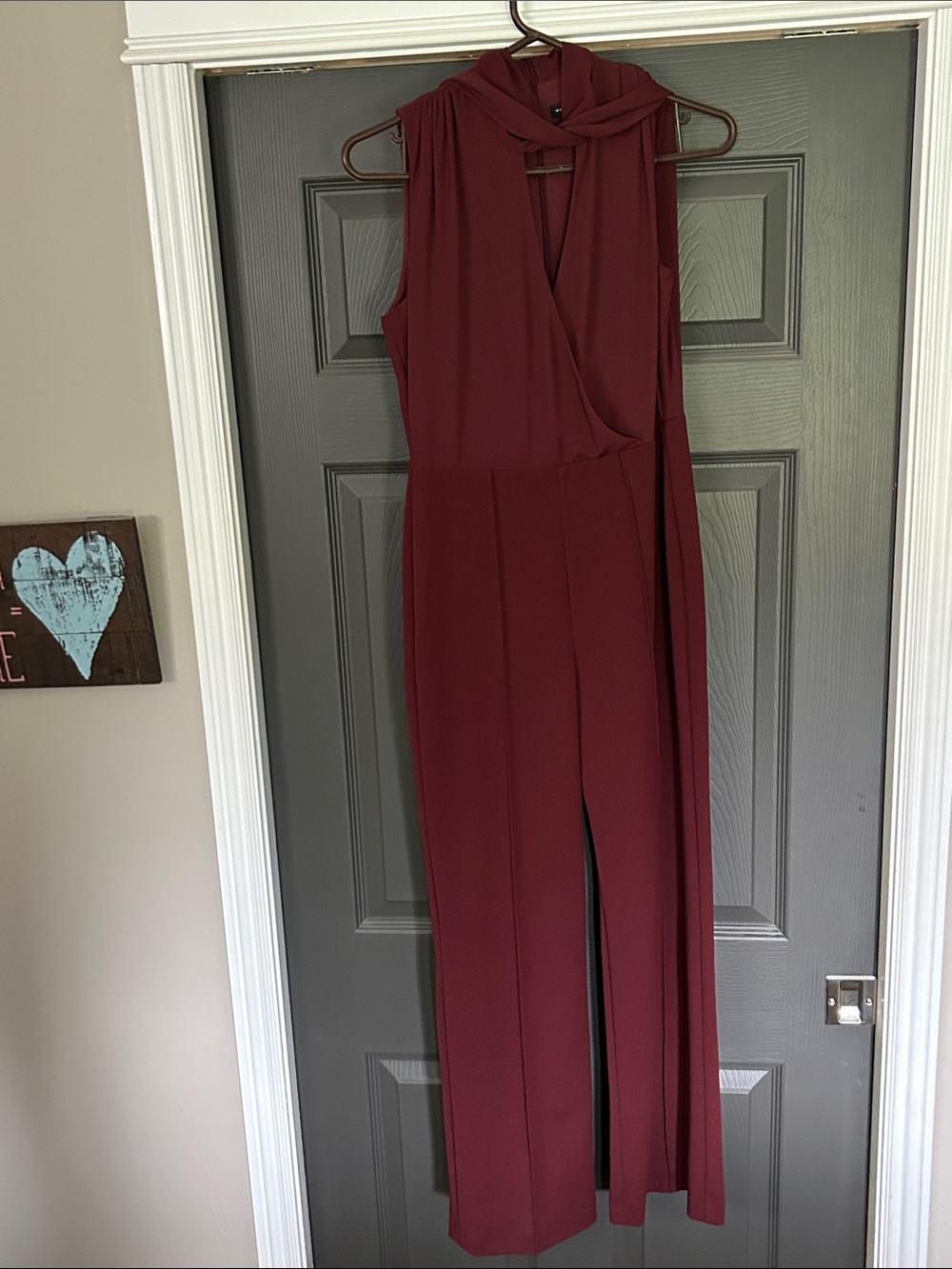 White House Black Market Sleeveless Wine Red Jumpsuit